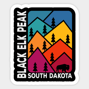 Black Elk Peak South Dakota Vintage Mountains Bison Sticker